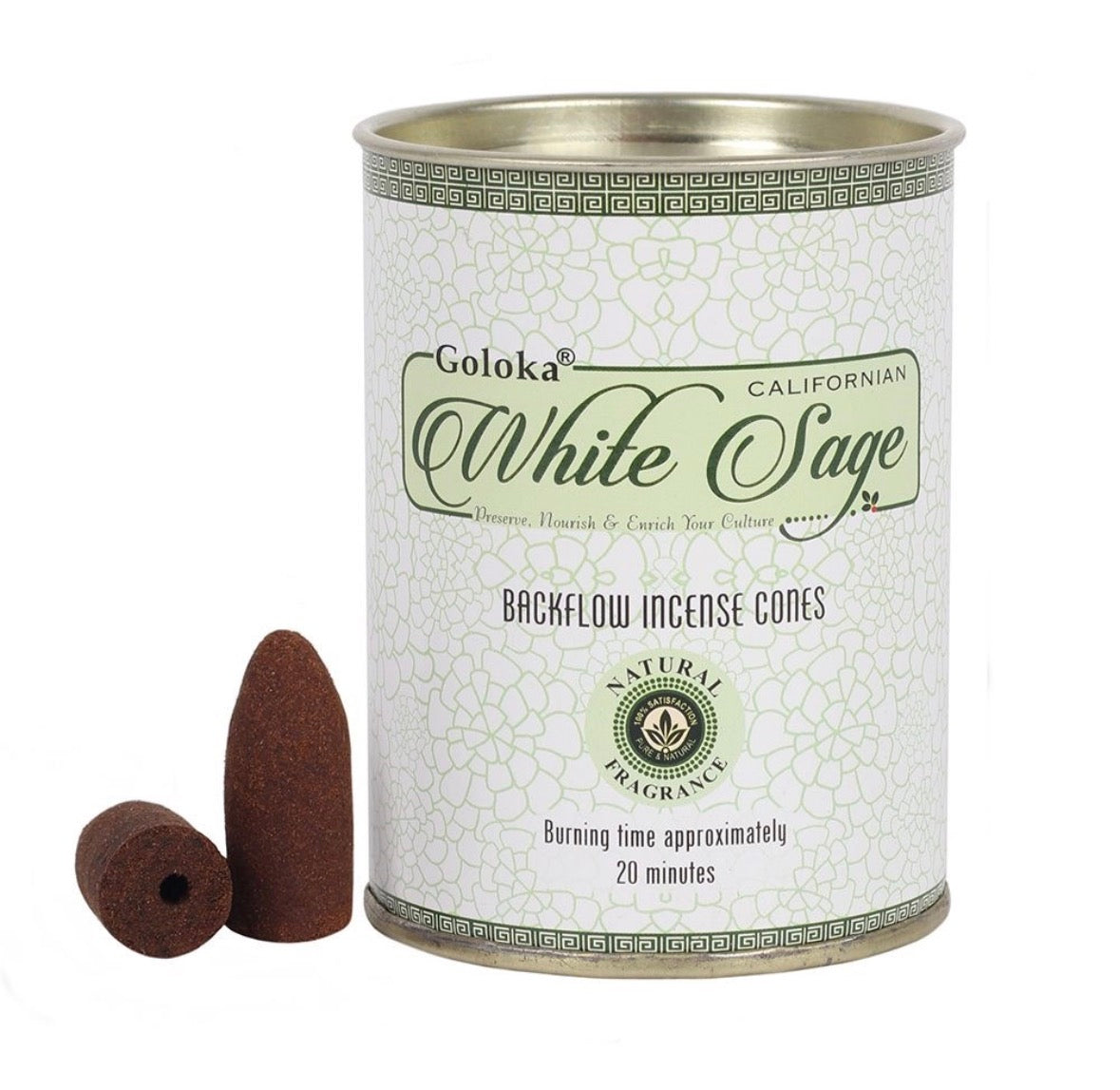 WHITE SAGE BACKFLOW INCENSE CONES by Goloka