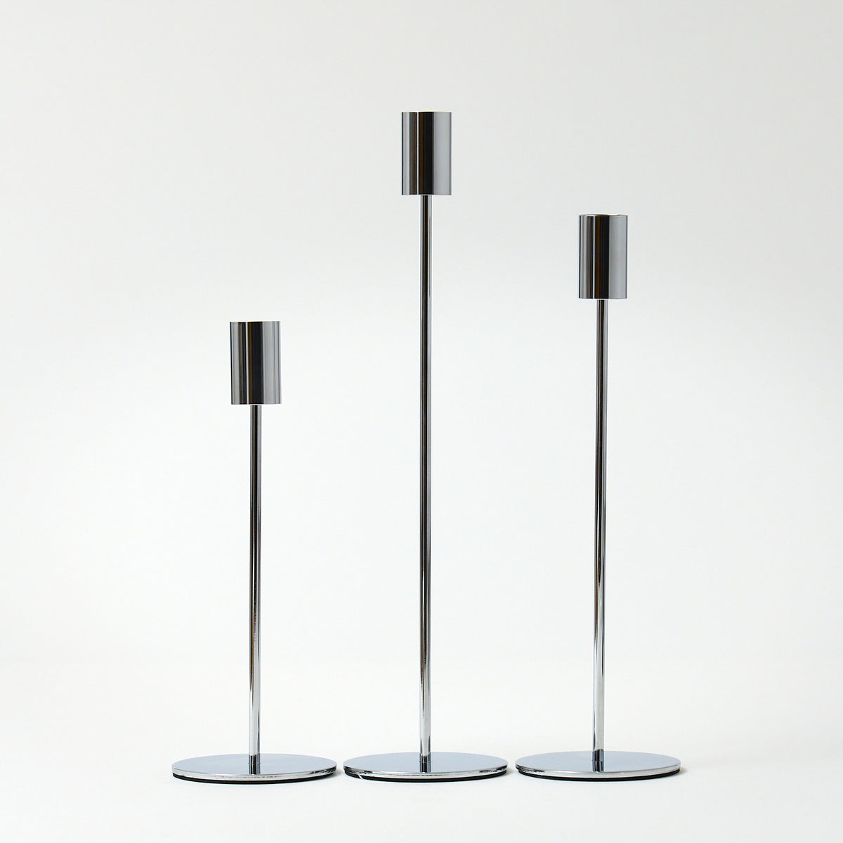 Silver Tall Candle Holders – Pack of 3