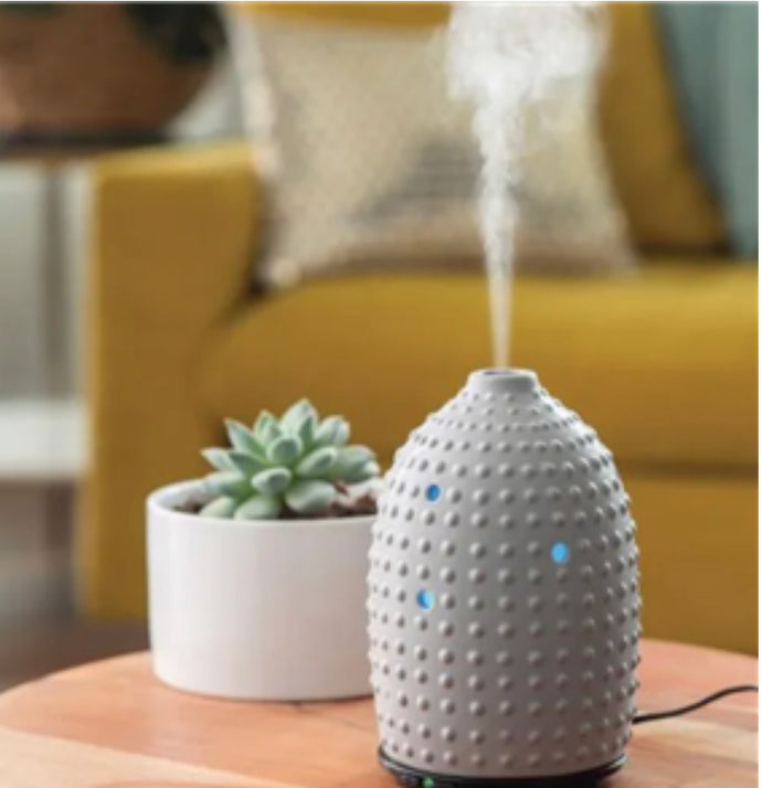 Colour Changing Ceramic Aromatherapy Humidifier - Grey Hobnail