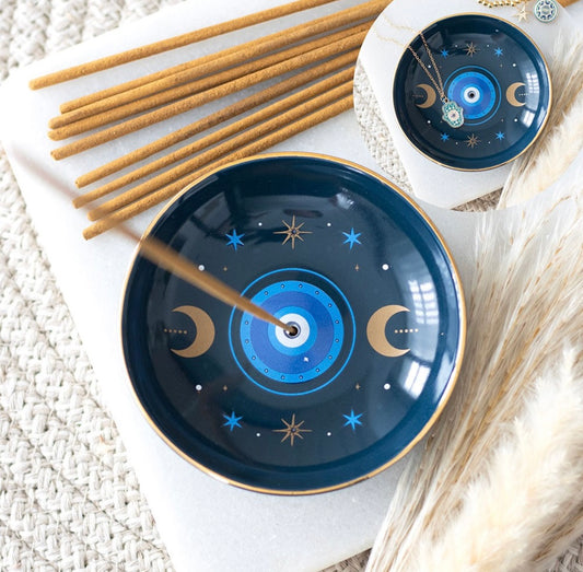 PORTAINCIENSO CON ESTAMPADO DE OJO QUE TODO LO VE AZUL