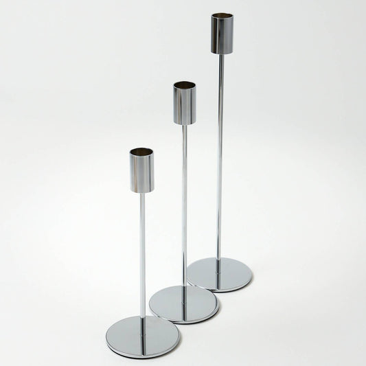 Silver Tall Candle Holders – Pack of 3
